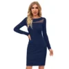 54163423745 e6e9be1d30 o d 1000x1000 1 Women's Knitting stretchable Solid Round Neck Full Sleeve Dress (Blue )