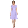 54163426780 a49c610fdc o d 1000x1000 1 Women's Knitting stretchable Solid Round Neck Cap Sleeve Dress (Purple)