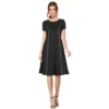 54163426825 f79f72e103 o d 1000x1000 1 Women's Knitting stretchable Solid Round Neck Cap Sleeve Dress (Black)