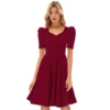 54163428530 36d670cca1 o d 1000x1000 1 Women's Knitting stretchable Solid V Neck Cap Sleeve Dress (Maroon)