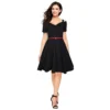 54163429125 73c1a9559d o d 1000x1000 1 Women's Polyester Solid V Neck Cap Sleeve Dress (Black)