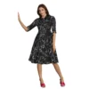 54164555132 3dbe37e980 o d 1000x1000 1 Women's Ruby Cotton Printed Shirt Collar 3-4th Sleeve Dress (Black)