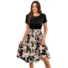 54255630391 f67dfc4ea6 o d 1000x1000 1 Women's Knitting Printed Round Neck Short Sleeve Dress (Cream)