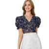 54255860768 26d853b2b6 o d 1000x1000 1 Women's Knitting Printed V-Neck Puff Sleeve Tops (Navy Blue)