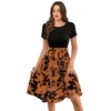 54255868719 ee1b480959 o d 1000x1000 1 Women's Knitting Printed Round Neck Short Sleeve Dress (Orange)