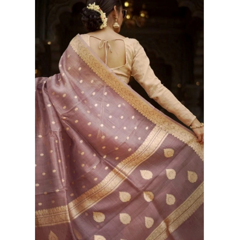 Women's Cotton Printed Saree With Unstitched Blouse 5.5Mtr (Rose Gold) - Image 2