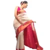 54466127490 a0ef42e253 o d 1000x1000 1 Women's Silk Printed Saree With Unstitched Blouse 5.5Mtr (White-Pink)