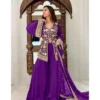 54592612708 172620cb01 o 1000x1000 1 Women's Georgette Embroidery 3-4th Sleeve V-Neck Kurti, Palazzo And Dupatta Set (Purple)