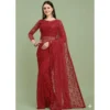 65615 1000x1000 1 Women's Net Self Design Saree With Unstitched Blouse 5.5Mtr (Maroon)