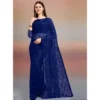 65616 1000x1000 1 Women's Net Self Design Saree With Unstitched Blouse 5.5Mtr (Navy Blue)