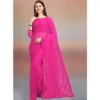 65617 1000x1000 1 Women's Net Self Design Saree With Unstitched Blouse 5.5Mtr (Rani)