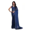 BSB178 SAZYYYmych 1 Ble Main 1000x1000 1 Women's Jimmy choo Embellished Bollywood Saree With Unstitched Blouse 5.5Mtr (Blue)