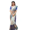 BSB233 SASYYYH 4026 OFFWHITE Main 1000x1000 1 Women's Litchi silk Printed Saree With Unstitched Blouse (Off White)