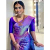 BSB233 SASYYYH 4067 BLUE Main 1000x1000 1 Women's Litchi silk Printed Saree With Unstitched Blouse (Blue)