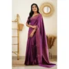 BSB233 SASYYYH 4068 PUR Main 1000x1000 1 Women's Litchi silk Printed Saree With Unstitched Blouse (Purple)