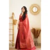 BSB233 SASYYYH 4068 RED Main 1000x1000 1 Women's Litchi silk Printed Saree With Unstitched Blouse (Red)