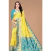 BSB233 SASYYYH 4069 YELLOW Main 1000x1000 1 Women's Litchi silk Printed Saree With Unstitched Blouse (Yellow)