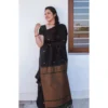 BSB233 SASYYYH 5000 Black Main 1000x1000 1 Women's Litchi silk Printed Saree With Unstitched Blouse (Black)