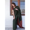 BSB233 SASYYYH 5000 drkgrn Main 1000x1000 1 Women's Litchi silk Printed Saree With Unstitched Blouse (Dark Green)