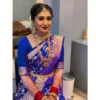 BSB233 SASYYYH 5010 nvblu Main 1000x1000 1 Women's Litchi silk Printed Saree With Unstitched Blouse (Navy Blue)