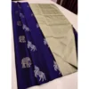 BSB233 SASYYYH 5014 nvyhwt main 1000x1000 1 Women's Litchi silk Printed Saree With Unstitched Blouse (Navy Blue With White)