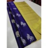 BSB233 SASYYYH 5014 nvylw main 1000x1000 1 Women's Litchi silk Printed Saree With Unstitched Blouse (Navy Blue With Yellow)