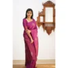 BSB233 SAs YYYh 5009 Drkpnk Other1 1000x1000 1 Women's Litchi silk Printed Saree With Unstitched Blouse (Dark Pink)