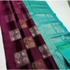 BSB233 SAs YYYh 5018 mrnblu main 1000x1000 1 Women's Litchi silk Printed Saree With Unstitched Blouse (Maroon With Turquise Green)