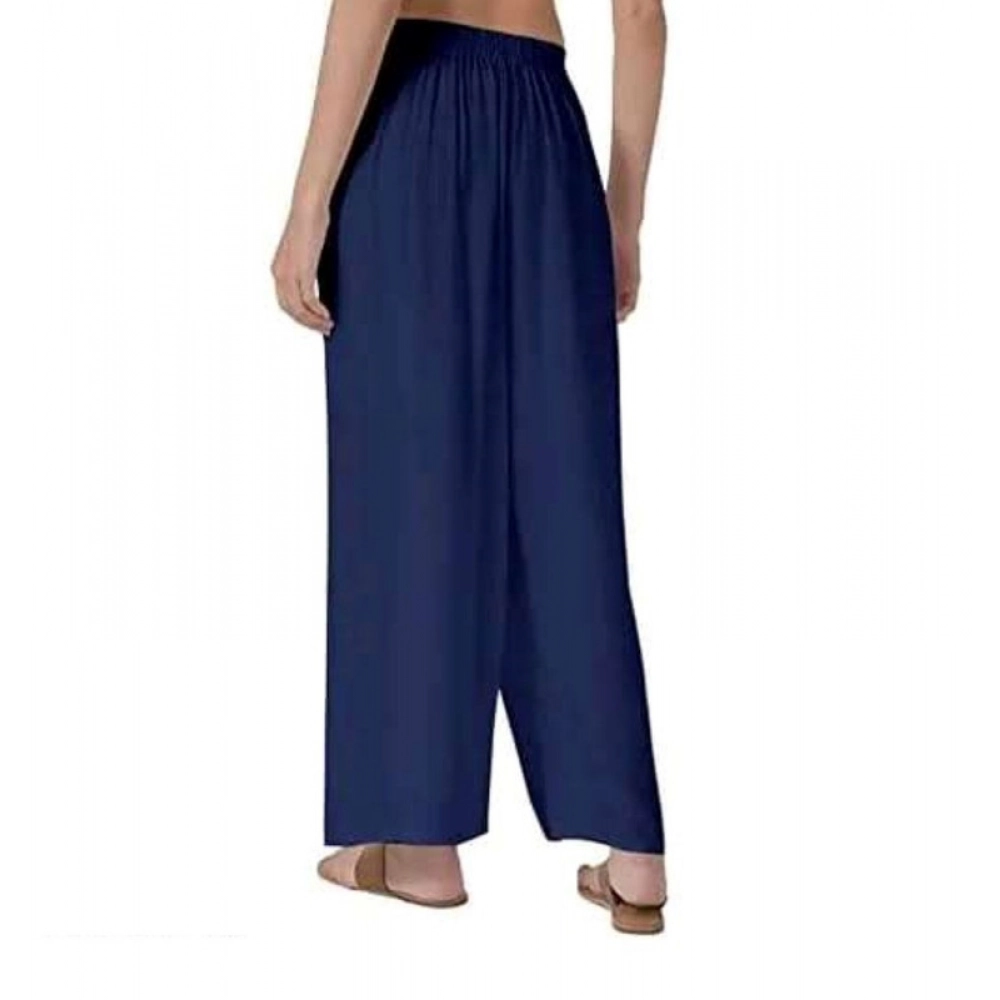 Women's Casual Rayon Solid Ankle Length Palazzo (Navy Blue , Free Size) - Image 2