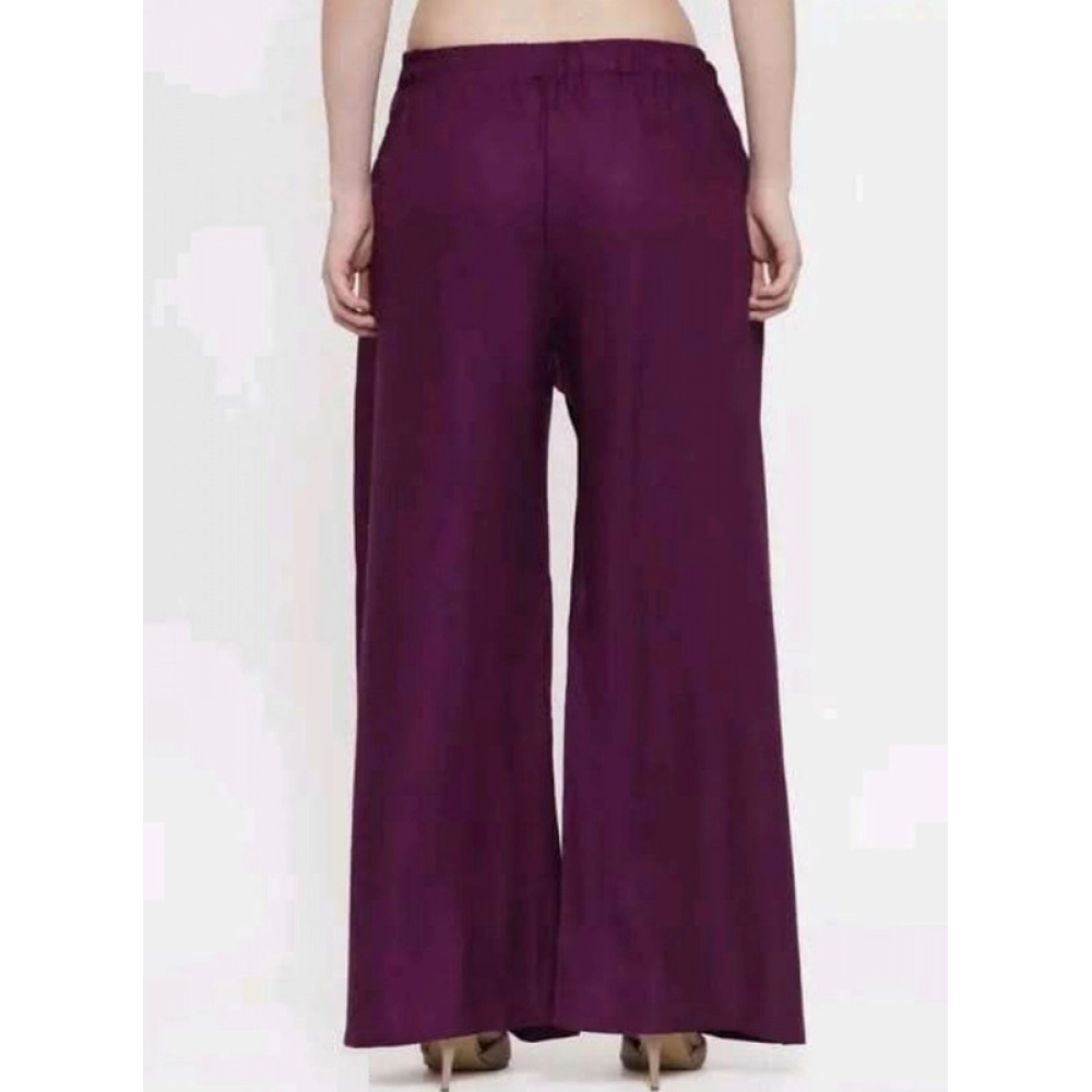 Women's Casual Rayon Solid Ankle Length Palazzo (Purple, Free Size) - Image 2