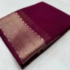 BSB98 SANW1002 Main 1000x1000 1 Women's Crepe Chit Pallu Solid Saree With Unstitched Blouse 5.5Mtr (Purple)