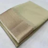 BSB98 SANW1004 Main 1000x1000 1 Women's Crepe Chit Pallu Solid Saree With Unstitched Blouse 5.5Mtr (Beige)