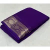 BSB98 SANW1014 Main 1000x1000 1 Women's Crepe Chit Pallu Solid Saree With Unstitched Blouse 5.5Mtr (Dark Purple)