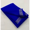 BSB98 SANW1018 Main 1000x1000 1 Women's Crepe Chit Pallu Solid Saree With Unstitched Blouse 5.5Mtr (Blue)