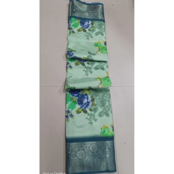 Women's Digital Dolla Silk Printed Saree With Unstitched Blouse 5.5Mtr (Green)