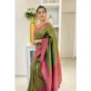 De Watermark ai 1762426142514 1000x1000 1 Women's Soft Lichi Silk Printed Saree With Unstitched Blouse 5.5Mtr (Mehndi-Green)