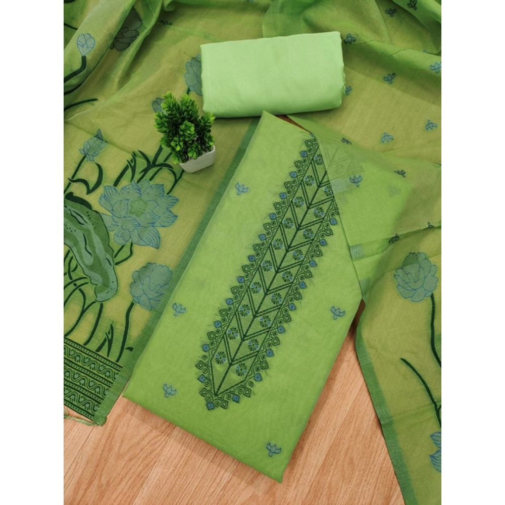 Women's Banarasi Silk Printed Unstitched Salwar Suit Material With Dupatta (Pista, 3Mtrs) - Image 2
