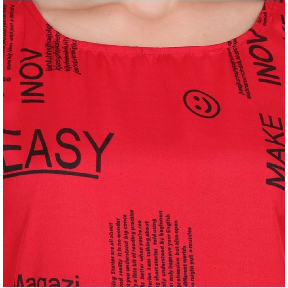Women's Casual Crepe Sleeveless Slit Dress (Red) - Image 3