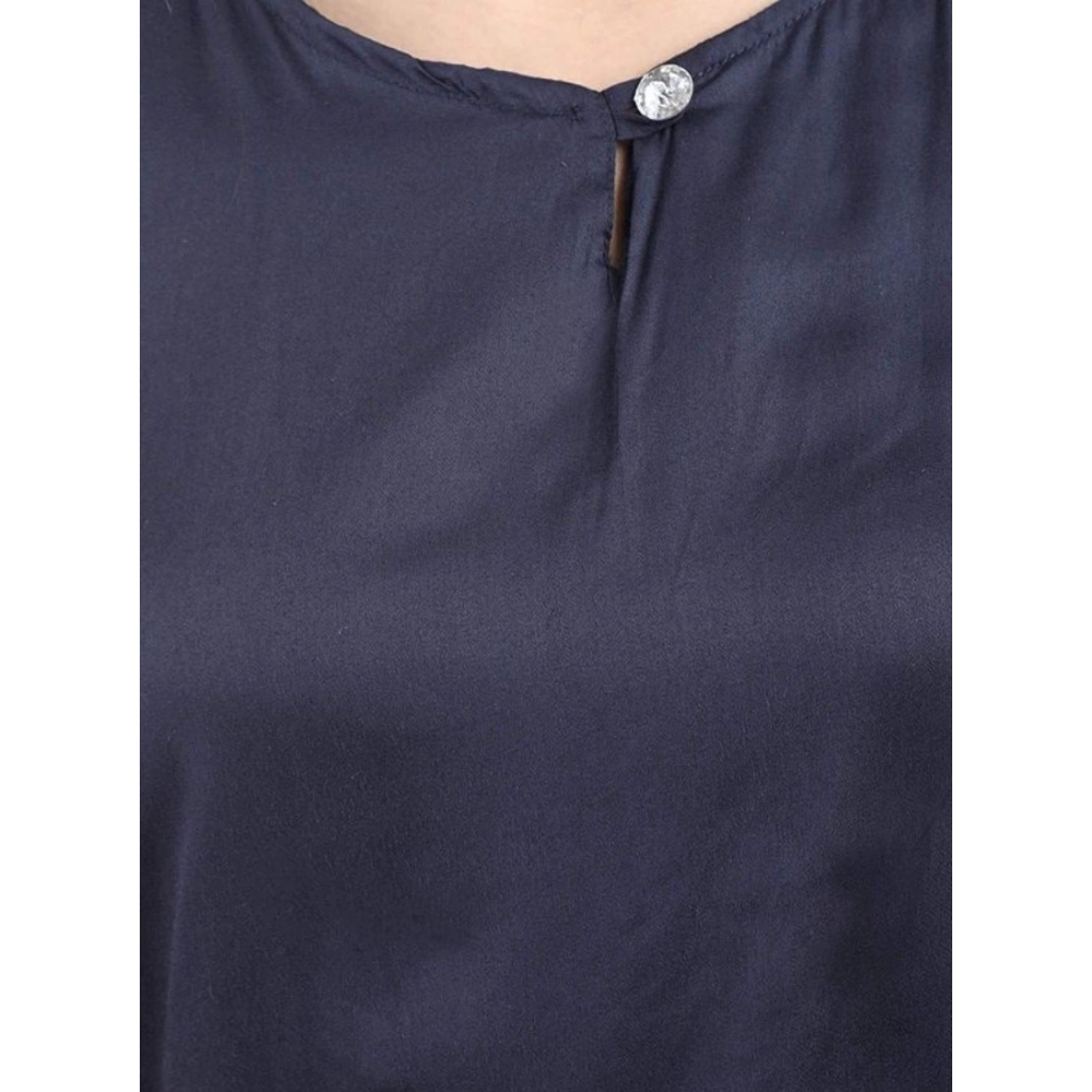 Women's Casual Crepe Sleeveless Jump Suit (Navy Blue) - Image 3