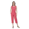 PID 63340 Women s Casual Crepe Sleeveless Jump Suit Pink 1 1000x1000 1 Women's Casual Crepe Sleeveless Jump Suit (Pink)
