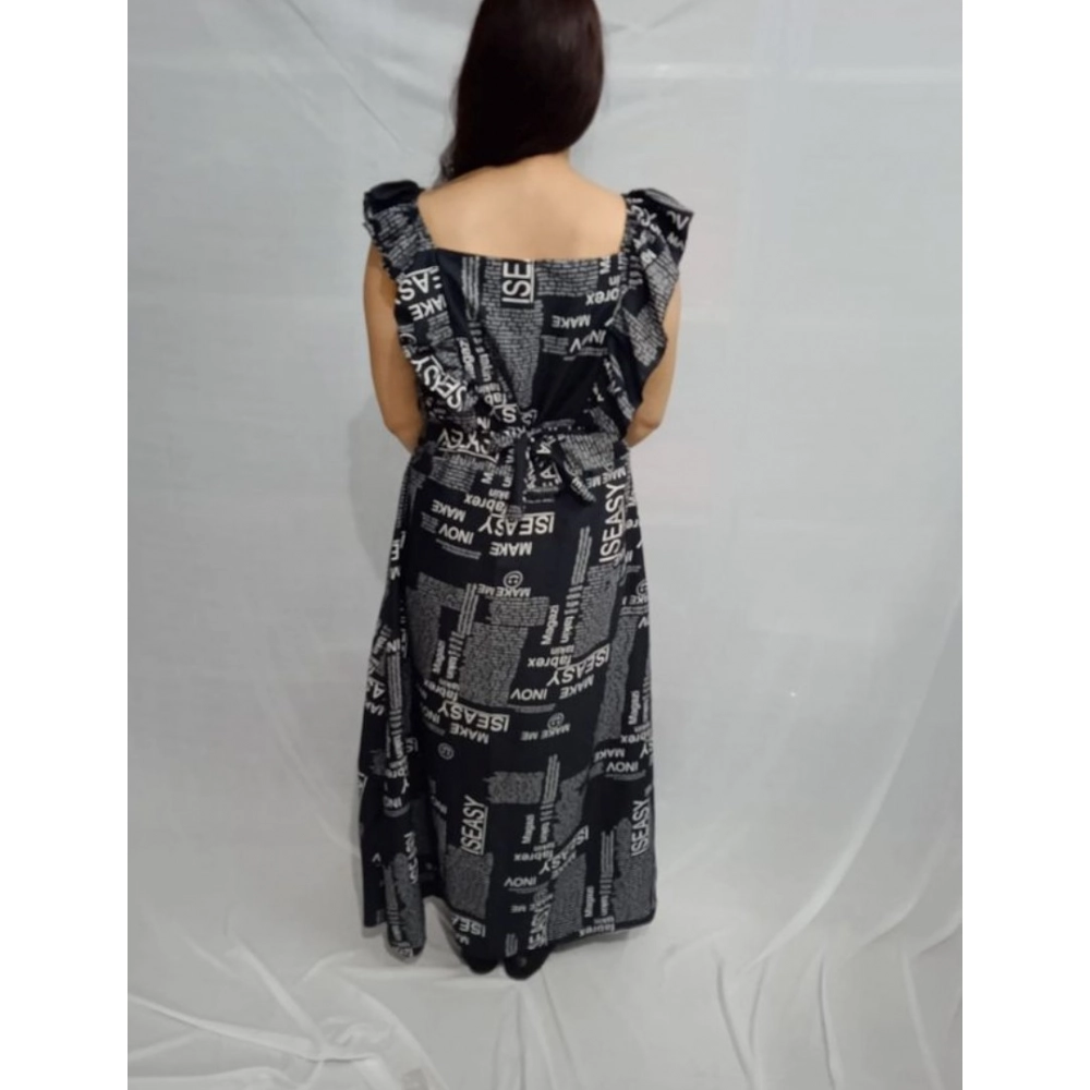 Women's Casual Crepe Sleeveless Dress (Black) - Image 2