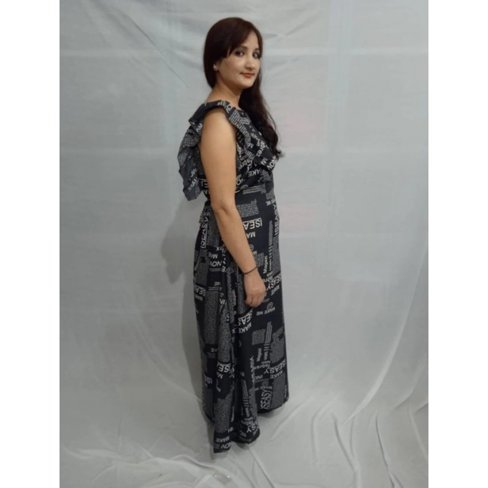 Women's Casual Crepe Sleeveless Dress (Black) - Image 3