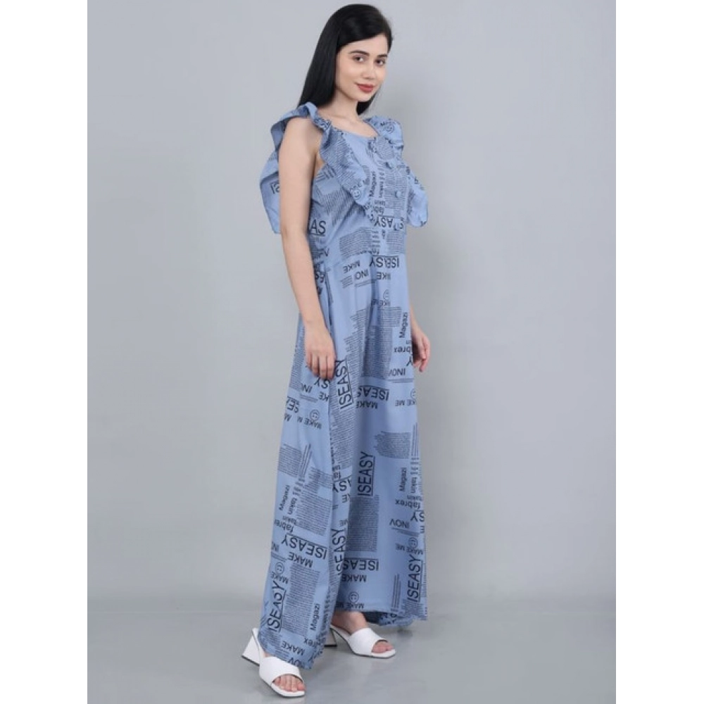 Women's Casual Crepe Sleeveless Dress (Grey) - Image 3