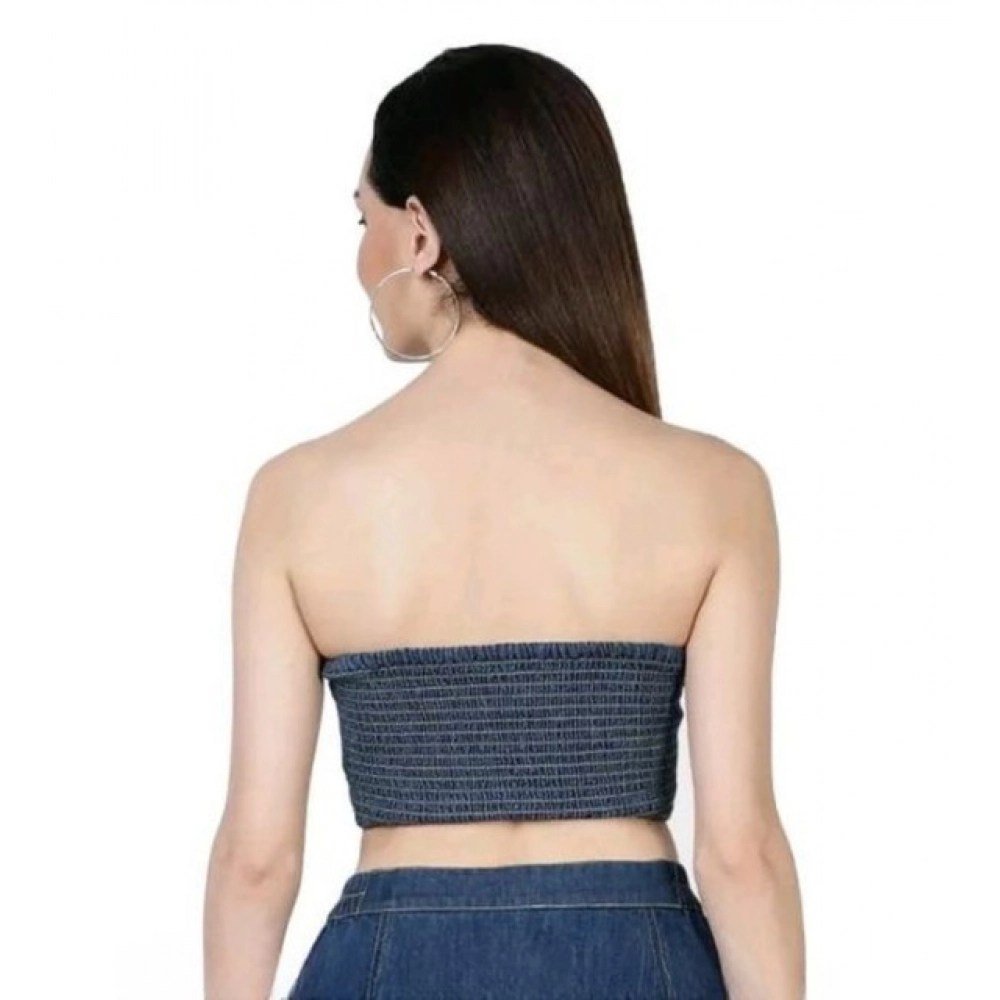Women's Casual Denim Sleeveless Bluster Top (Blue) - Image 4