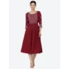 PID 63368 Women s Casual Rayon 3 4th Sleeves Dress Maroon 1 1000x1000 1 Women's Casual Rayon 3-4th Sleeves Kurti (Maroon)