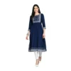PID 63380 Women s Casual Rayon 3 4th Sleeves Dress Blue 1 1000x1000 1 Women's Casual Rayon 3-4th Sleeves Kurti (Blue)