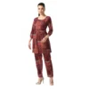 PID 63385 Women s Casual Crepe 3 4th Sleeves Cord Set Maroon 1 1000x1000 1 Women's Casual Crepe 3-4th Sleeves Cord Set (Maroon)