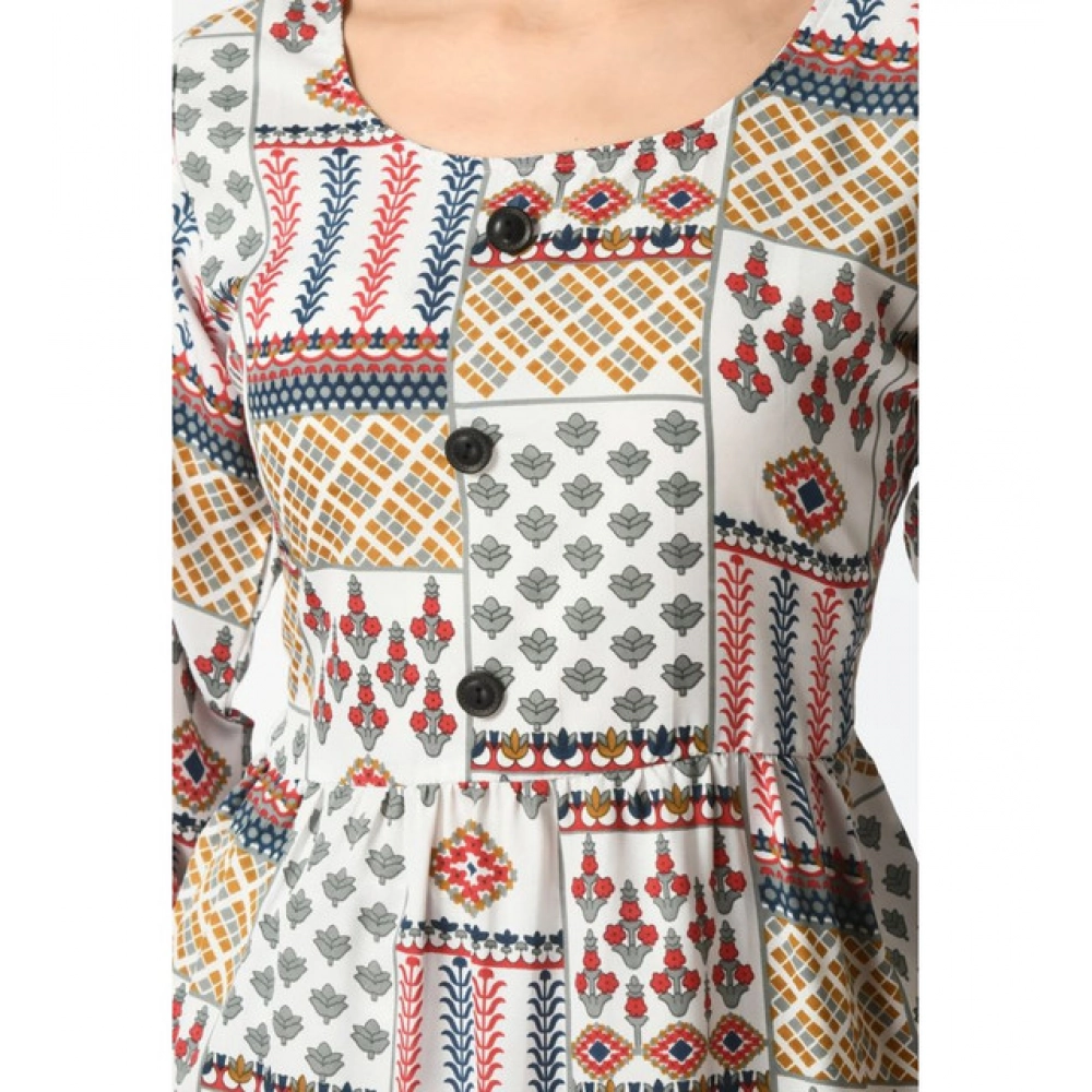 Women's Casual Crepe 3-4th Sleeves Cord Set (White) - Image 3