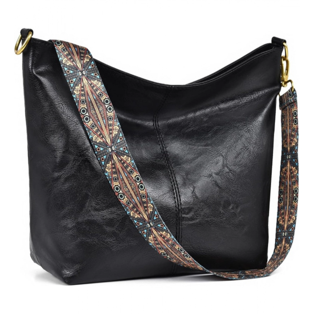 Women's PU Leather Zipper Handbag (Black) - Image 2