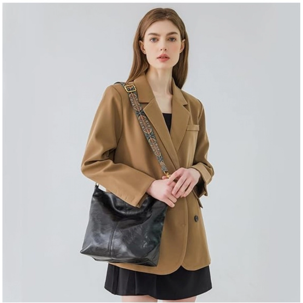 Women's PU Leather Zipper Handbag (Black) - Image 4